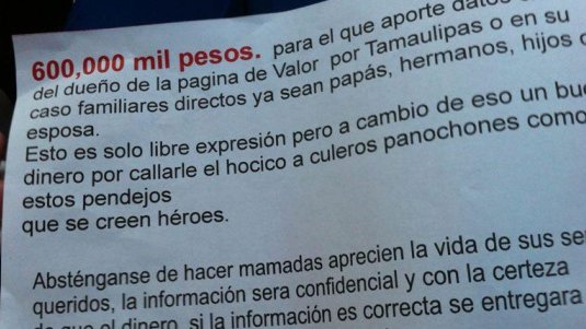 El narco mexicano pone precio a la cabeza de un tuitero: 600 mil pesos