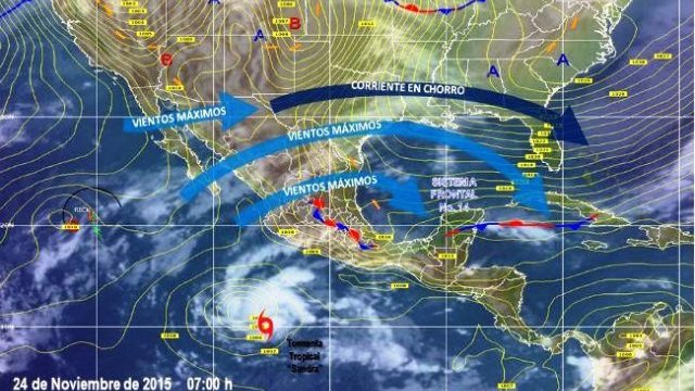 Tormenta tropical Sandra podría tocar México
