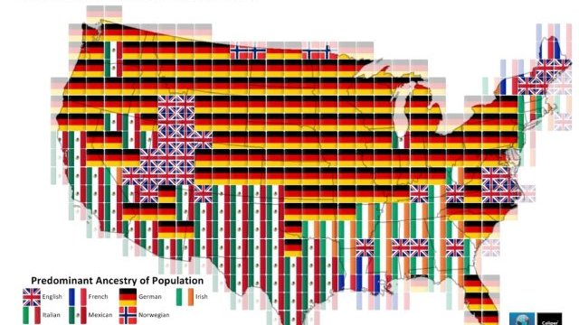 El mapa que muestra el origen de los estadounidenses