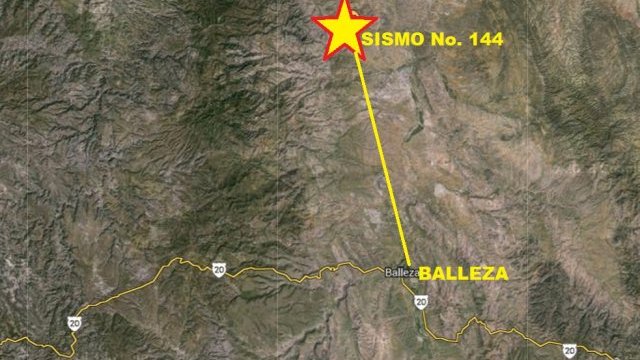 Nuevo sismo de 4 grados, 28 kms. al Norte de Balleza