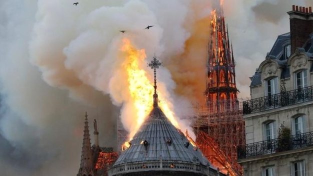 Se derrumbó el techo de la catedral de Notre Dame