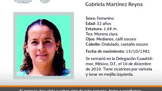 Piden auxilio  para localizar a Gabriela Martínez Reyna
