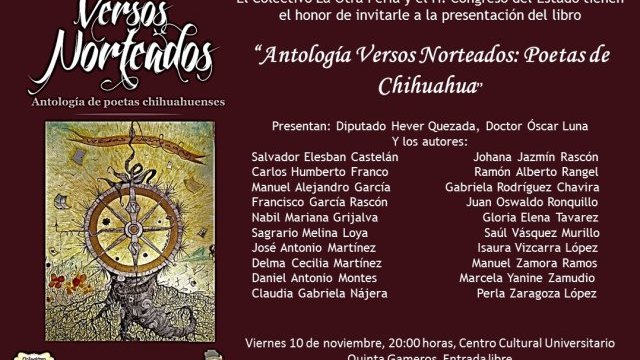 Presentarán antología de poetas chihuahuenses “Versos Norteados”