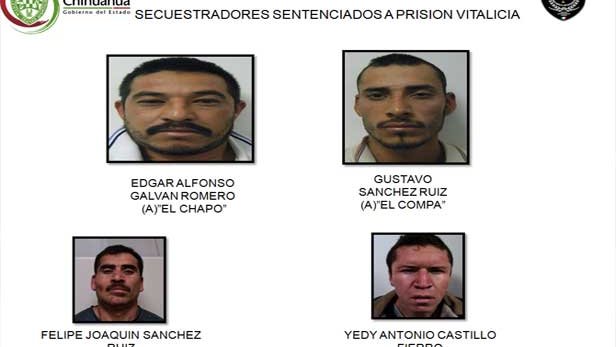 Dan prisión vitalicia a 4 secuestradores