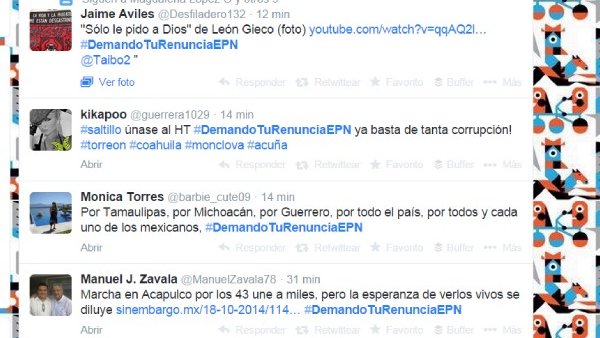 Exigen usuarios de Twitter renuncia de Peña Nieto por caso Ayotzinapa
