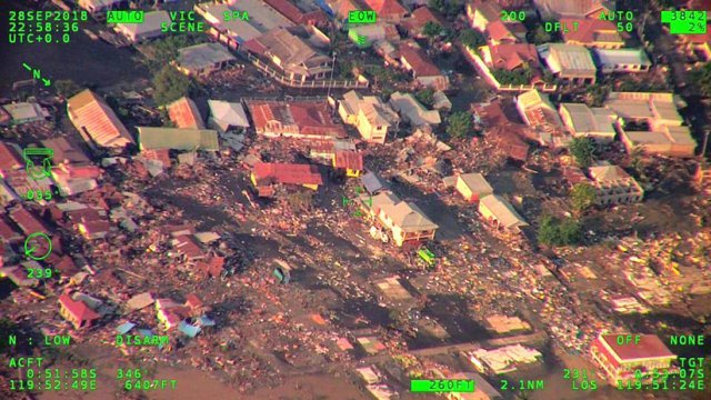 Imágenes aéreas de la destrucción dejada por el terremoto y el tsunami en Indonesia