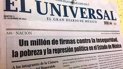 Antorcha entregó 1 millón de firmas a la  Cámara de Diputados contra política de Eruviel Ávila