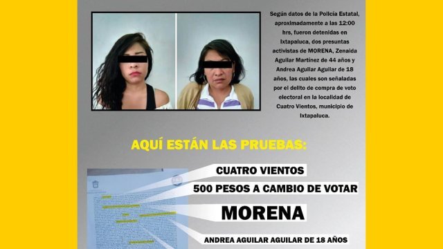 Detienen a morenistas comprando el voto en Ixtapaluca