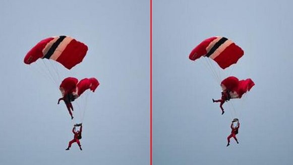Falla su paracaídas, pero compañero le salva la vida