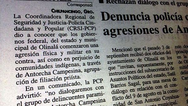Antorcha rechaza las acusaciones de Policía Ciudadana de Olinalá, Guerrero