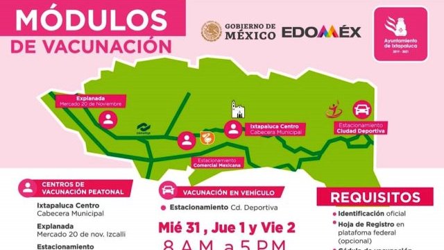 Vacunación contra Covid en Ixtapaluca será en los próximos tres días