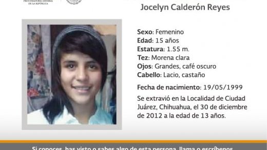 Piden apoyo para localizar a Jocelyn Calderón Reyes