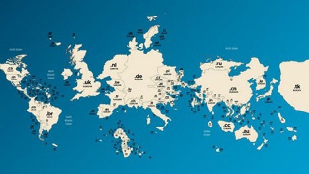 El mapa de los dominios de internet revela un sorprendente líder