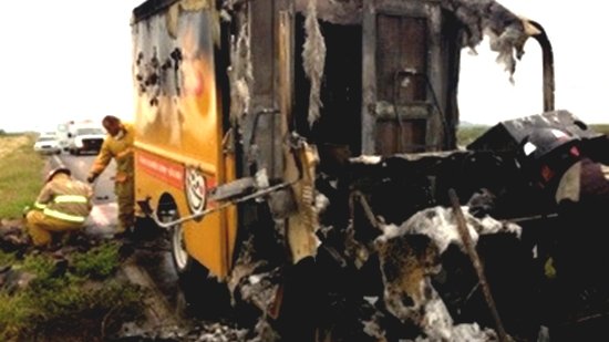 Se incendió camión repartidor en carretera  Parral-Jiménez
