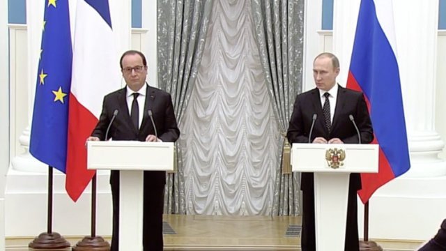 Rueda de prensa de Vladímir Putin y François Hollande tras su encuentro en Moscú