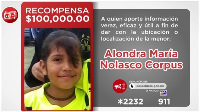 Ofrecen 100 mil pesos de recompensa para localizar a Alondra