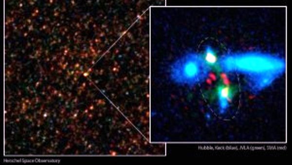 Herschel descubre fusión entre galaxias