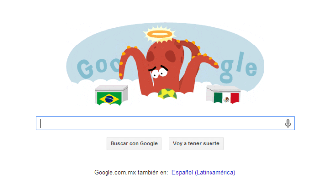 Un doodle de Google revive al Pulpo Paul para el partido México-Brasil 
